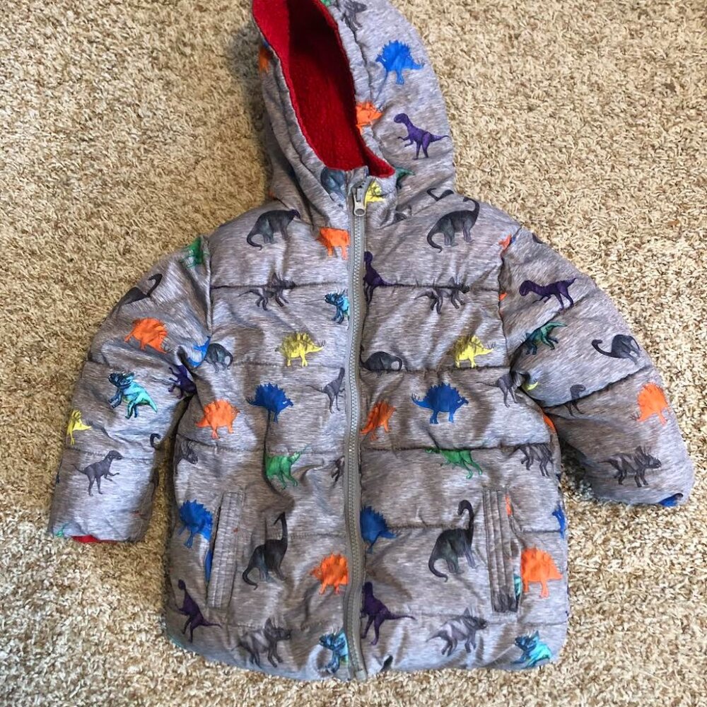 Dinosaur Toddler Puffer Coat Size 4T Swiss Tech